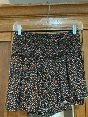 Skort with shorts inside- Smocked Waist Mini Skirt